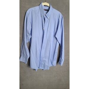 Chaps Mens Button Up Shirt Blue Medium  Easy Care No Iron